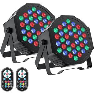 U`King LED Par Lights DJ Stage Light Corded RGB 36 LED with Sound Activated Remote Control DJ Uplighting for Wedding Party Club Christmas Stage Lighting (2 Packs)