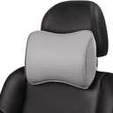 Aukee Headrest Pillow Car Memory Foam Car Neck Pillows Soft Leather for Driving Home Office Gray (Pack of 1) (Grey)