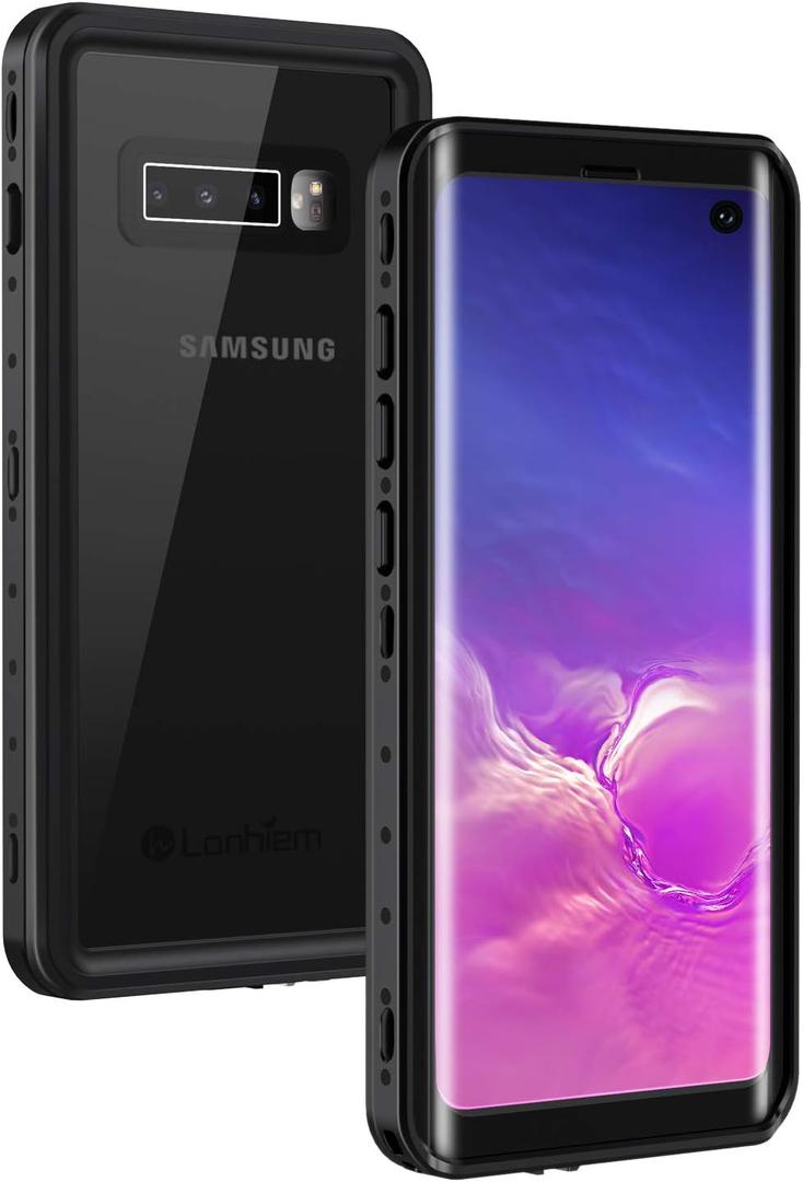 Lanhiem for Samsung Galaxy S10 Case, IP68 Waterproof Dustproof Case with Built-in Screen Protector, Rugged Full Body Shockproof Protective Cover for Galaxy S10 6.1 inch (Black/Clear)