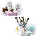 2 Pack Lazy Susan 9.25" Inch Turntable Organizer Pantry Organization and Storage Container Bins Spice Rack Cabinet Rotating Condiment for Pantry Kitchen Vanity Bathroom Jewelry Holder Clear