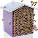 Vicenpal Mason Bee House with Tubes Native Bee Boxes Hive Wooden, Pollinator House Waterproof, Wax Coated Tall Insect Hotel, Butterfly, Ladybirds, Beneficial Insect Habitat, Bug Hotel Garden