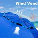 AMMSUN 7ft Heavy Duty HIGH Wind Beach Umbrella with sand anchor & Tilt pole Sun Shelter, UV 50+ Protection Outdoor Sunshade Umbrella with Carry Bag for Patio Garden Beach Pool Backyard Blue
