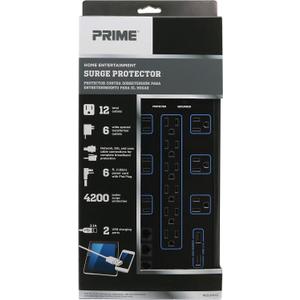 Prime Wire & Cable Prime Wire PB504142 12-Outlet Premium Electronics with 14-3 SJT 6 foot cord, Black