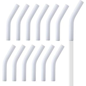 13pcs Silicone Straw Tips, Soft Reusable Drinking Straw Topper Fit for 8mm Outer Diameter for Hydraflow Straw Replacement Tip Covers BPA Free for Stainless Steel Straws (White)