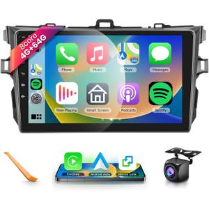 8 CORE 4G+64G Car Radio Stereo for Toyota Corolla 2009-2013 with Wireless CarPlay/Android Auto, 10.1 Inch 1280 * 720P IPS Touch Screen Android 13 GPS WiFi Bluetooth 32-Band DSP HD Rear Camera