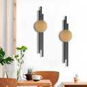 JFUJFU 3d Large Wall Art for Living Room Metal Black And Gold Decor for Entryway & Hallway & Dining Room (Set of 2, 23.5" x 6.7")