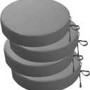 idee-home Outdoor Bistro Chair Cushions, 15x15x 3 Thick Outdoor Round Seat Cushions Set of 4 with Ties, Waterproof Round Patio Furniture for Garden (Medium Grey)
