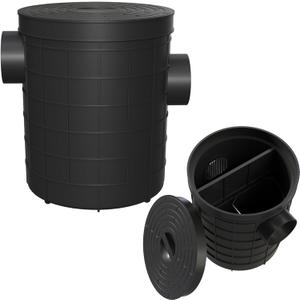 Commercial Grease Trap, Lightweight PE Plastic Grease Interceptor Trap Side Inlet Waste Oil Water Separator for Kitchen Sink Restaurant Wastewater Easy Install