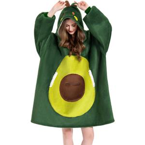 OLAOLA Avocado Wearable Blanket Hoodie for Adult, Oversized Animal Hooded Blanket with Pockets & Sleeves, Soft Sherpa Avocado Style Sweatshirt Comfy for Birthday Gifts, Adult