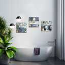 PoGoXiPoYo 3 Pieces Bathroom Wall Art Canvas Prints Bath Tub Toilet Sink Painting Picture Blue Bathroom Wall Decor Framed Rustic Modern Artwork for Home Decor Ready to Hang 12"x12"x3, 1212inch3pcs