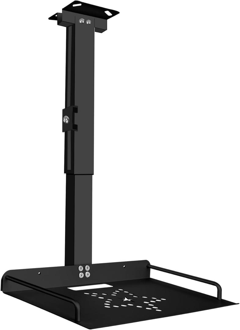 2-Be-Best Universal Projector Ceiling Mount with Tray, 11.8IN-20.5IN / 30CM-52CM Height Adjustable Projector Shelf Ceiling Projectors Mount Black Projectors Ceiling Mount Upgraded