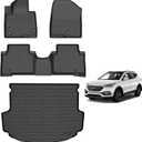 AIPOIL Floor Mats & Cargo Liner Set for 2013-2018 Hyundai Santa FE Sport All Weather Protection TPE Anti-Slip Automotive Full Set Custom Car Mats Accessories - Black