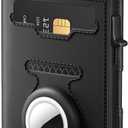 RFID Wallet for Men Compatible with AirTag, Slim Mens Wallet for Air Tag Smart Pop up Card Holder, Minimalist Wallet with ID Window & Cash Slot, Trifold Compact Metal Aluminum Card Case (Onyx Black)