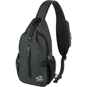WATERFLY Crossbody Sling Backpack Sling Bag Travel Hiking Chest Bag Daypack (Small, Z-hemp Black)
