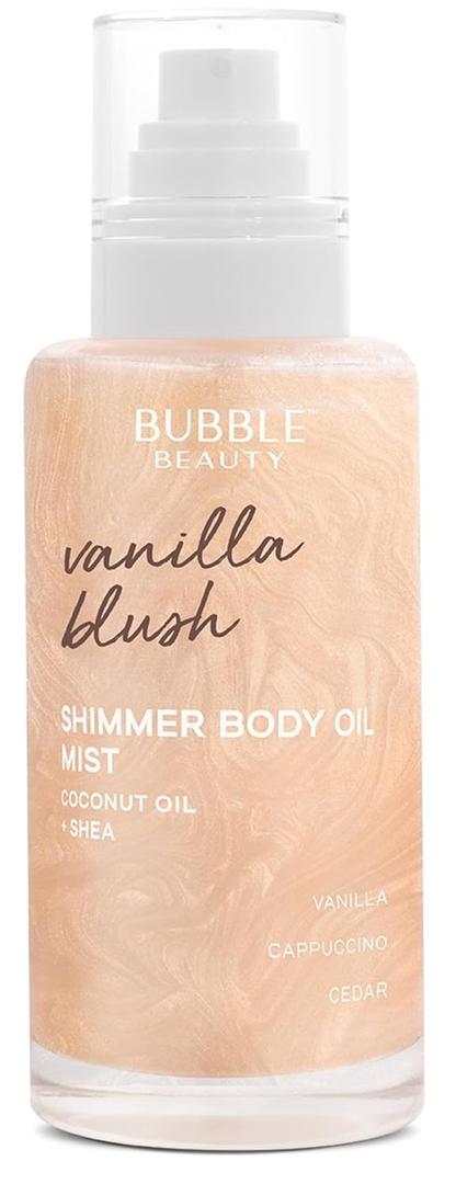 Shimmer Body Oil Mist  Vanilla Blush | Hydrating Glow Mist with Coconut Oil & Shea | Subtle Shimmer & Soft Vanilla Scent, 6 Fl Oz