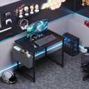 OLIXIS Computer Desk 31 Inch Home Office Desks for Small Spaces, Gaming Writing Study Work Table with Storage Bag for Bedroom, Black