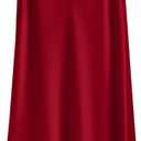 Women's Satin High Waisted Side Split Maxi Skirt Elastic Waistband Long Silk Skirts A-Line Skirts for Women (Red, L)