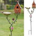 56" H Bird Baths for Outdoors,Metal Bird Bath,Birdhouse Garden Stakes,Birdhouses for Outdoors,Garden Yard Decor