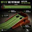 Palladium Golf Putting Mat for Indoors - Indoor/Outdoor Putting Green with Ball Return, Realistic Surface Golf Putting Mat, 2 Hole Training, 10 Feet.