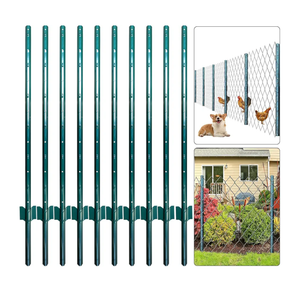 Metal Fence Posts, 4 Feet, Pack of 10, U-Channel Steel Fence Poles for Garden Wire Mesh and Signs