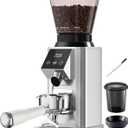 Tuni G1 Conical Burr Coffee Grinder, 48 Grind Settings Anti-static Burr Mill, Precision Electronic Timer and LED Touchscreen for Espresso/Drip/Cold Brew/French Press, Stainless Steel, Silver