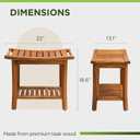Premium 22" Teak Wood Shower Bench with Shelf, 2-Tier Waterproof Teak Shower Stool, Non-Slip Feet for Enhanced Safety, Spa Bath Seat for Bathroom, Indoor & Outdoor Use, 300 lb Capacity