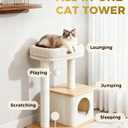 Modern Cat Tree for Indoor Cats, Nordic Loft Style, Wooden Cat Tower with Sisal Scratching Posts, Soft Padded Beds & Cozy Condos, Floor-Mounted for Kittens & Adult Cats