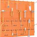 TORACK Metal Pegboard Wall Organizer 24" x 24" or 12" x 48", 70 PCS Tools Storage Pegboard for Garage, Modular Pegboard, Tool Organizer Board with Peg Board Hooks(Orange)
