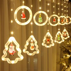Christmas Lights, 10 Tree Lights 120 LED Christmas Decorations Indoor, Battery Operated Christmas Window Lights 9.84 ft Waterproof String Light (Warm Color Interposition Lamp)