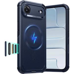 ESR for iPhone Air Case, 7X Military-Grade Drop Protection, Shock-Absorbing Rugged iPhone 17 Air Cover with Camera Control Button, MagSafe Accessories Compatible, Cyber Series, Navy Blue