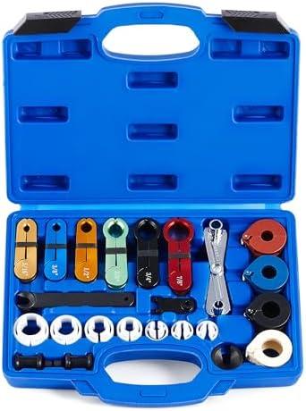 Orion Motor Tech Master Quick Disconnect Tool Set, 25pc Line Disconnect Tool Kit for A/C Fuel & Transmission Systems, Fuel Line Disconnect Tools for Mechanics Compatible with Ford Chevy GM More, Blue