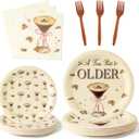 Martini Bow A Tini Bit Older Espresso Martini Cocktail Coffee Party Plates Supplies - Serves 24-96Pcs Party Tableware Decorations Disposable Paper Plates Napkin Fork for Birthday Bar Party