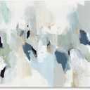 7Fisionart Navy Blue Canvas Wall Art for Living Room Grey Abstract Paintings Picture Large Framed Artwork for Bedroom Office Wall Decor Ready to Hang 40" x 20"