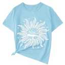 SOLY HUX Graphic Tees for Girl Floral Print Short Sleeve Round Neck T Shirts Tops Light Blue Graphic 11-12Y