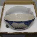 Maxdot Blue and White Bowl 10 x 5 Inch Large Hand Painted Stoneware Decorative Vase Bowl with Floral Chinoiserie Ceramic Design for Kitchen Centerpiece Creative Home Decor