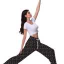 Veseacky Women's Wide Leg Lounge Pants Yoga Pajamas Comfy Stretch Drawstring Pajamas Puls Size Dance Bottoms S-4XL (Black, M)