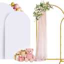 Arch Backdrop Stand and Cover Set of 2 Wedding Metal Arch Stand with Arch Cover White 7.2FT, 6FT for Wedding Party Bridal Baby Shower Birthday Ceremony Event Decor