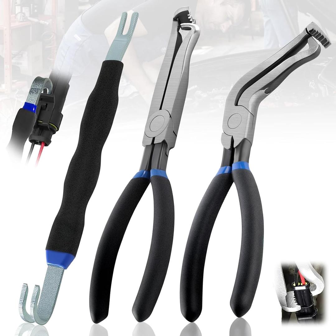 3Pcs Electrical Disconnect Pliers 37960/37980, Electrical Connector Separator 13120, 8" 60-Degree Electrical Connector Pliers for Cars, Automotive Tools for Push Tab, Electrical Circuit Breaker