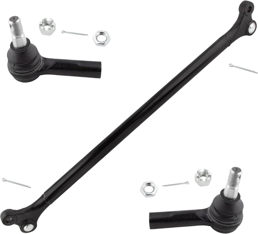 BOXI 3pcs Front Center Drag Link and Outer Tie Rod Ends Fit for Nissan Frontier 1998 4WD/Frontier 1999-2000 (2.4L 4WD or 3.3L)/Frontier 2001-2004 3.3L/Xterra 2000-2004 | DS80593 ES3466