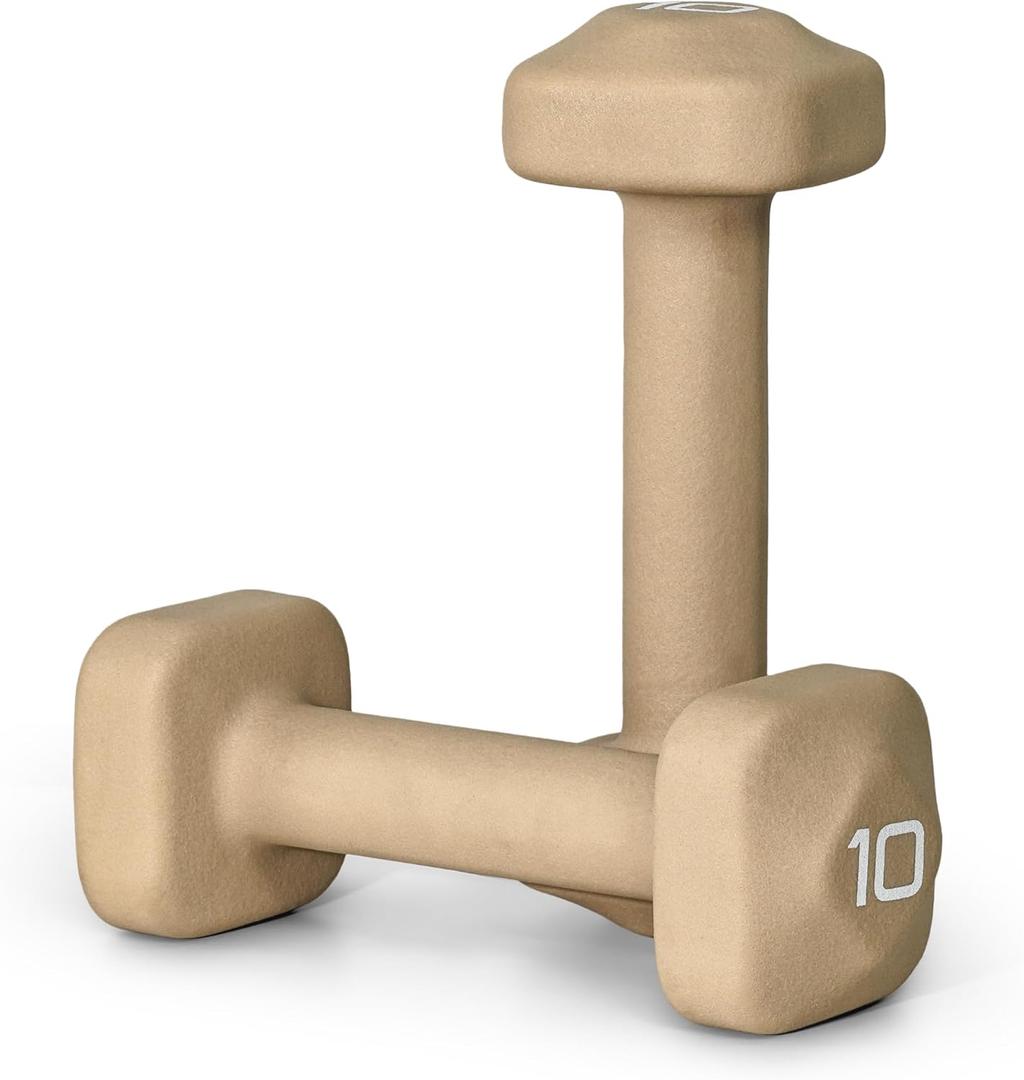 Tone Fitness 10 lb Neoprene Dumbbell Pair for Home Workouts – Non-Slip Design - Beige