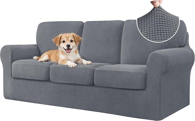 Couch Cover 7 piece (3 x 24 x17 in) Sofa Covers Cushion Small Couch, Sofa Slipcovers for Living Room with Cushion Covers, Grey