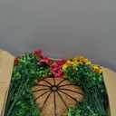 HyeFlora Artificial Faux Hanging Plants Flowers Basket for Summer Outdoor Outside Decoration, Fake Silk UV Sun Resistant Look Real Colorful Daisy Eucalyptus for Porch Home Patio Balcony Yard