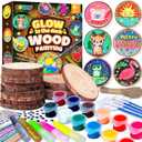 EPUMP Wooden Painting Kit for Kids - Glow in The Dark Arts and Crafts Supplies Kits for Boys Girls - Kids Activities Creative Art Set Birthday Gifts DIY Paint Toys for Ages 6 7 8 9 10 11 12 Years Old