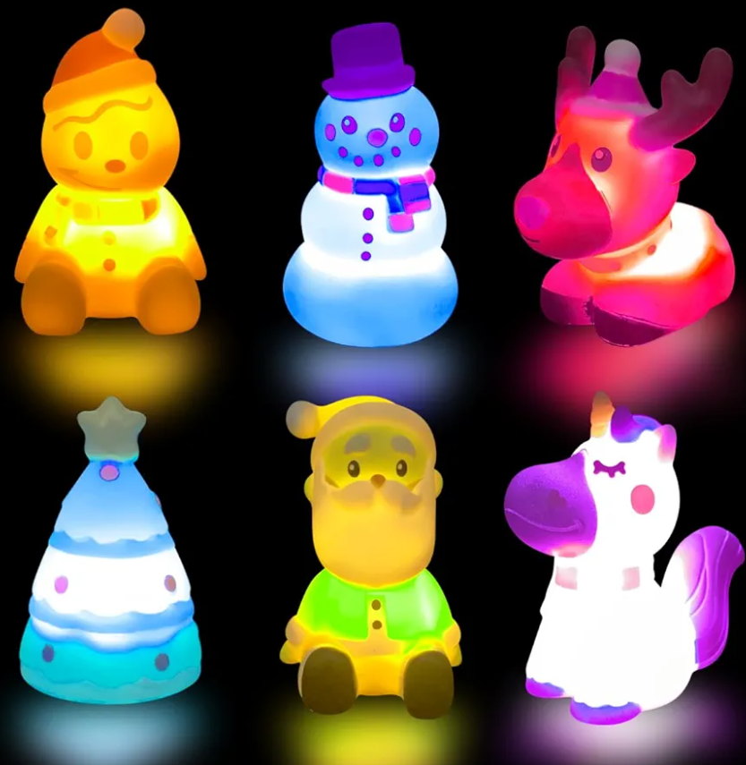 6 Pack Christmas Light Up Bath Toys Christmas Toys for Kids Toddlers Boys Girls Christmas Stocking Stuffers Party Favors Gifts