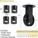 Pulley Wheel for Plug in Pendant Light, Wall Ceiling Mount Pulley for Hanging Lamp, 1 Pack Pulley Wheel and 4 Pack Swag Hooks for Hanging Electric Wire Cable Cord Chandelier Plant Grow Lights (Black)