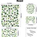 MEHOFOND 4pcs St. Patrick's Day Shower Curtain Set with Non-Slip Rugs Toilet Lid Cover and Bath Mat Shamrock Bathroom Shower Curtain Set Irish Lucky Clover White and Green Set for Bathroom Decor