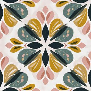 Boho Pink Red Yellow Blue Abstract Flower Art Peel and Stick Vinyl Floor Tiles 10-Pack 12 x 12 inch, Self Adhesive Waterproof Flooring for Kitchen, Dining Room, Bedrooms, Cover 10 Sq. Ft