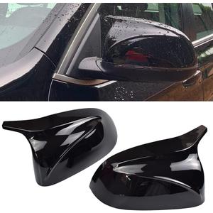 1 Pair Black Rearview Mirror Cover Left Right Side Mirror Covers Caps for BMW X3 G01 X4 G02 X5 G05 X6 G06 X7 G07 2018 2019 2020 (Glossy Black)