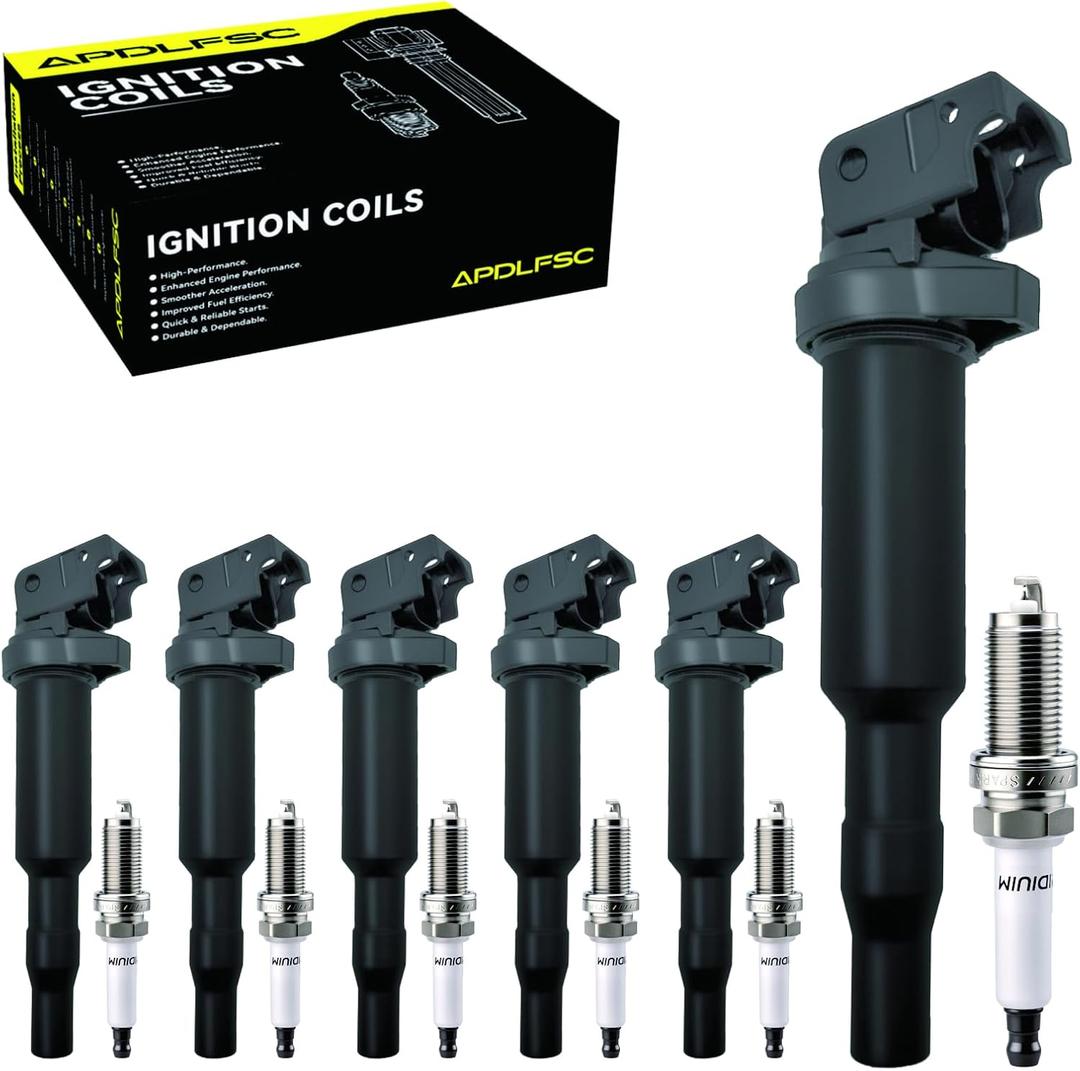 Set of 6 Ignition Coil Pack and Spark Plugs Fits for 2008 2009 2010 2011 2012 2013 BMW 128i 325xi 328i 328xi 330i 330xi 525xi 528i xDrive 530i 530xi X3 X5 Z4 Replaces UF592 C1638