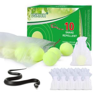 USKICH 10 Pack Snake Away Repellent, Snake Repellent Balls for repelling Snakes Rats and Other Pests, for Yard Lawn Garden Camping Fishing, Natural Plant Formula Pest Insect Control(Recipe Upgrade)